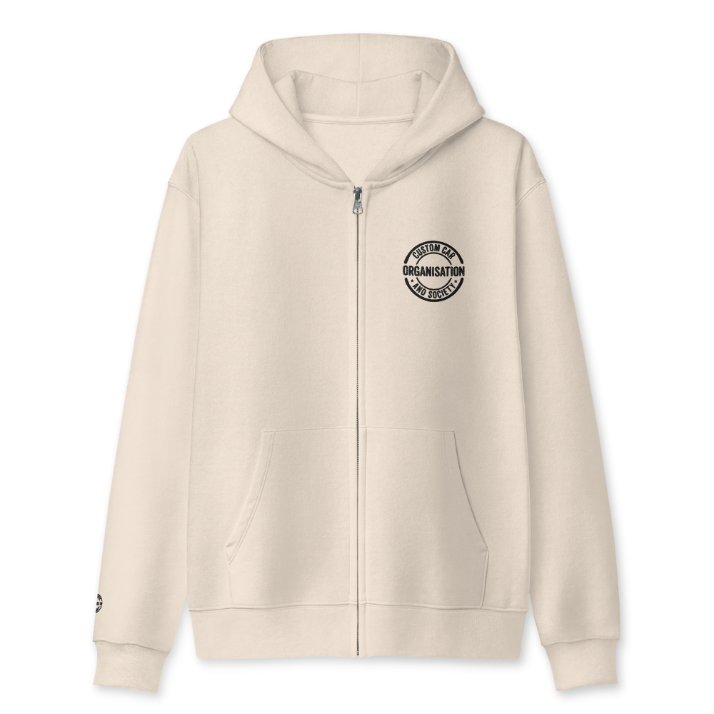 Custom Car and Society Organisation Dust zip hoodie — front